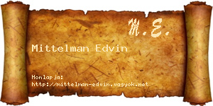 Mittelman Edvin névjegykártya